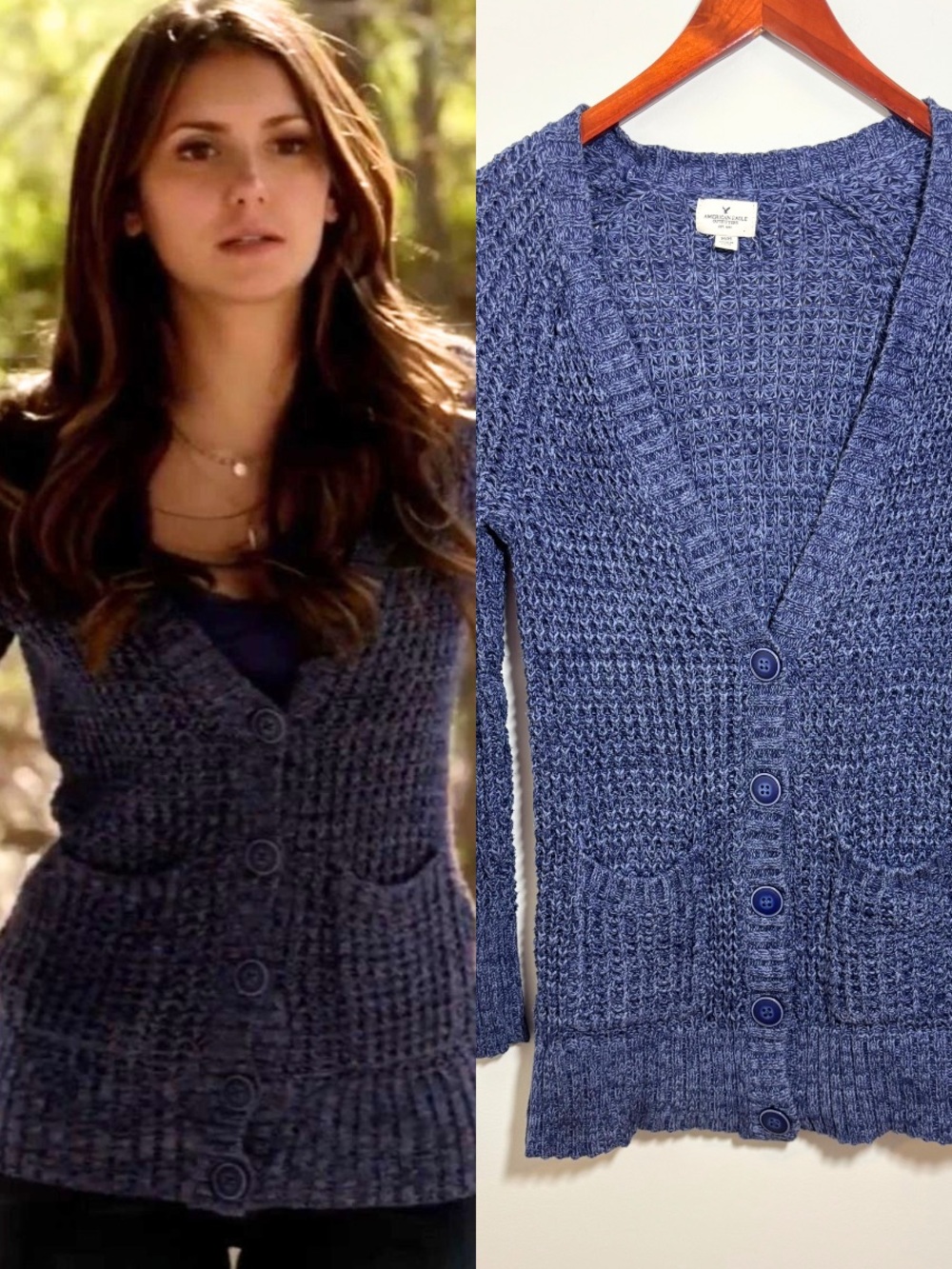 Cardigan Sweater ASO Elena Gilbert The Vampire Diaries Late 2000s Blue Cozy M